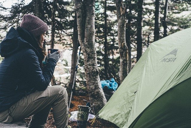 Woman camping with insulin